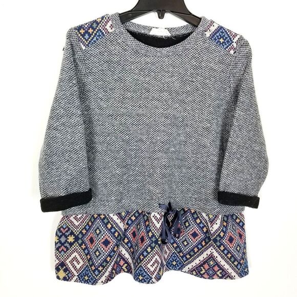 Anthropologie Sweaters - Anthropologie THML Aztec Knitted Women Top Sz L Gray Pullover Crew Sweater